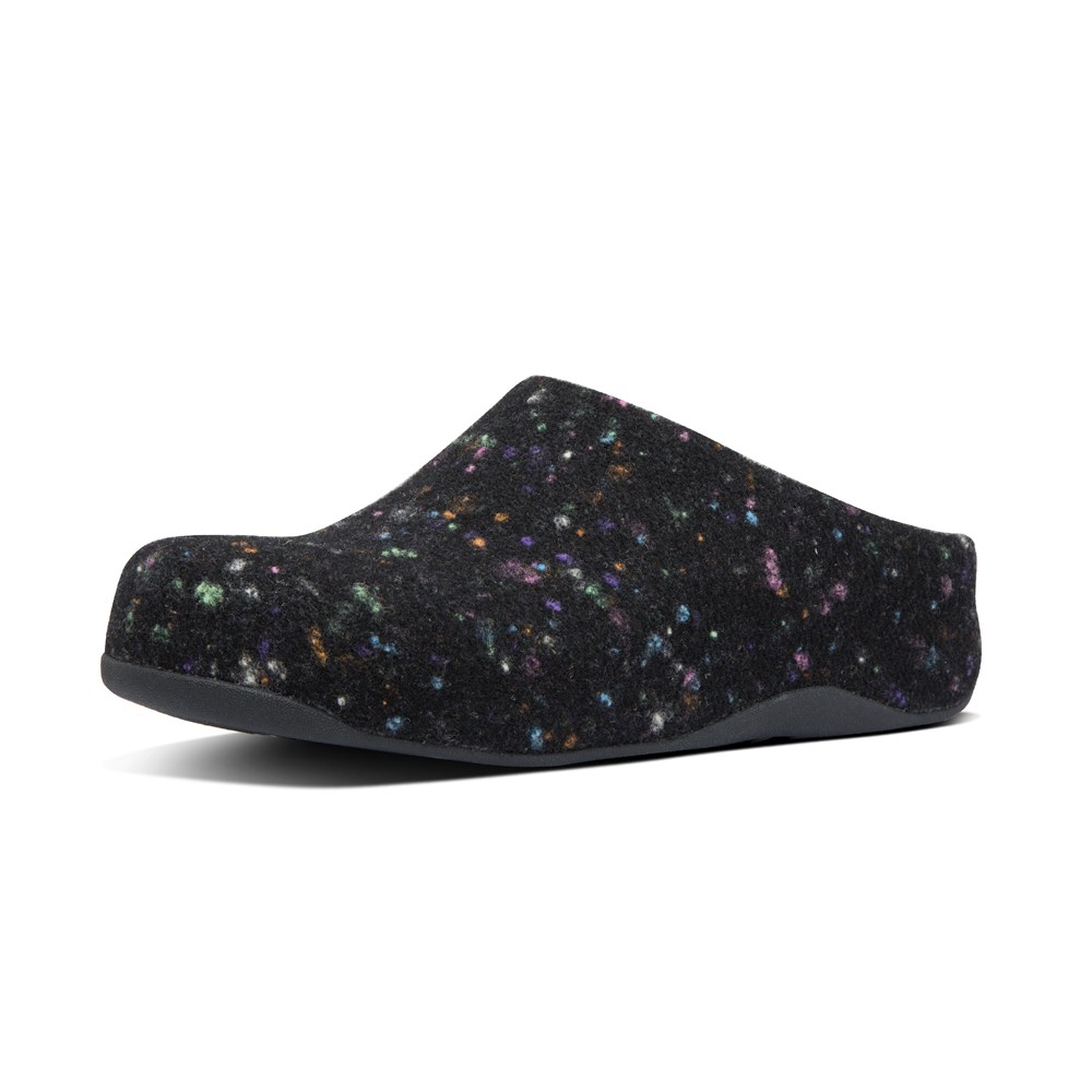 Fitflop Womens Clogs - Shuv Felt - Black - 546-AUHTXL